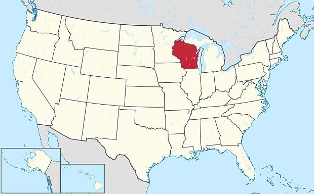Karte von Wisconsin, USA, Autor: TUBS
